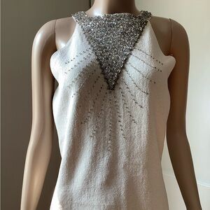 Vintage Joseph A. Quest-ce Que C'est Silk Metallic Sequins Beaded Top size L